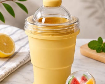 2-in-1 Silicone Ice Ball Cup Portable Reusable Ice Mold Tumbler with Lid