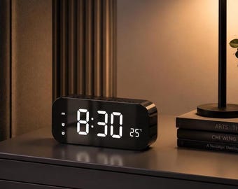 Modern LED Digital Alarm Clock with Temperature Display & Dual Alarm Black