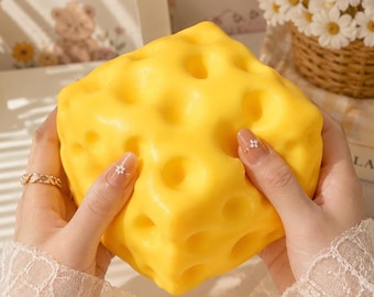 Cute Soft Cheese Toy, Large Squeezable Stress Relief Toy
