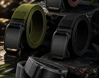 Tactische canvas herenriem – automatische gesp, zwaar werk, casual jeans