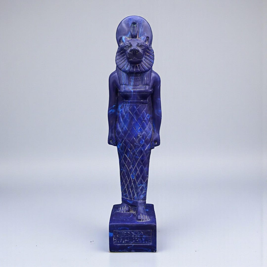 Sekhmet Goddess Statue Blue Stone Egyptian Sculpture Lioness Deity ...