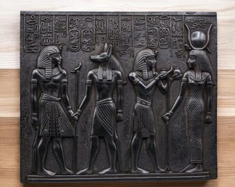 エジプトレリーフレプリカ 壁掛け用 エジプトで作られた、古代の神のケプリの壁のレリーフ/銘板の玄武岩の