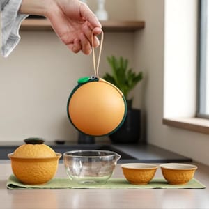 Juego de té chino portátil: tetera de viaje de cerámica Gaiwan con tazas, accesorios para la ceremonia del té Gongfu, caja de regalo con una tetera y dos tazas.