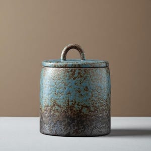 Japanese Ceramic Tea Canister – Stoneware Jar | Airtight Storage for Loose Leaf Tea | Kitchen Container and Gift Option | Vintage-Style