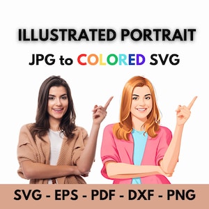 画像をカラー SVG ポートレート、フラットカラーのイラスト、カスタム デジタル ポートレート、写真からベクター、JPG、PNG から SVG に変換