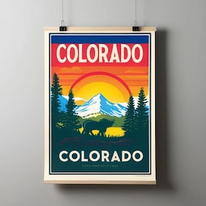 Retro Colorado Travel Print - Mountain Adventure Wall Art