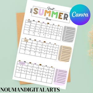 Summer Activity Calendar for Kids Printable – Summer Calendar Poster – Coloring Fun Calendar Activities – Summer Bucket List for Kids