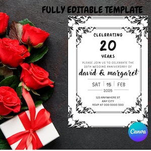 Editable 20th Wedding Anniversary Invitation Template / Wedding Anniversary Invitation Template / Instant Download
