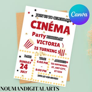 Editable Movie Night Birthday Party Invitation, Movie Birthday Party Digital Invite, Movie Theme Mobile Birthday Party Invite