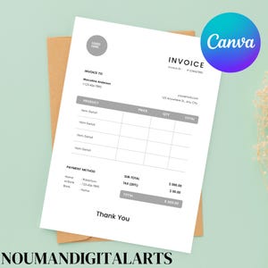 Invoice Template, Minimalist Business Invoice, Editable Client Invoice, Small Business Billing Form, Canva Template