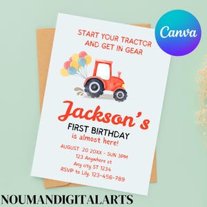 Watercolor Classic Truck Birthday Invitation | Baby Boy | Farm Truck | Classic Red Truck | Vintage Truck | Country Birthday | Vintage Truck