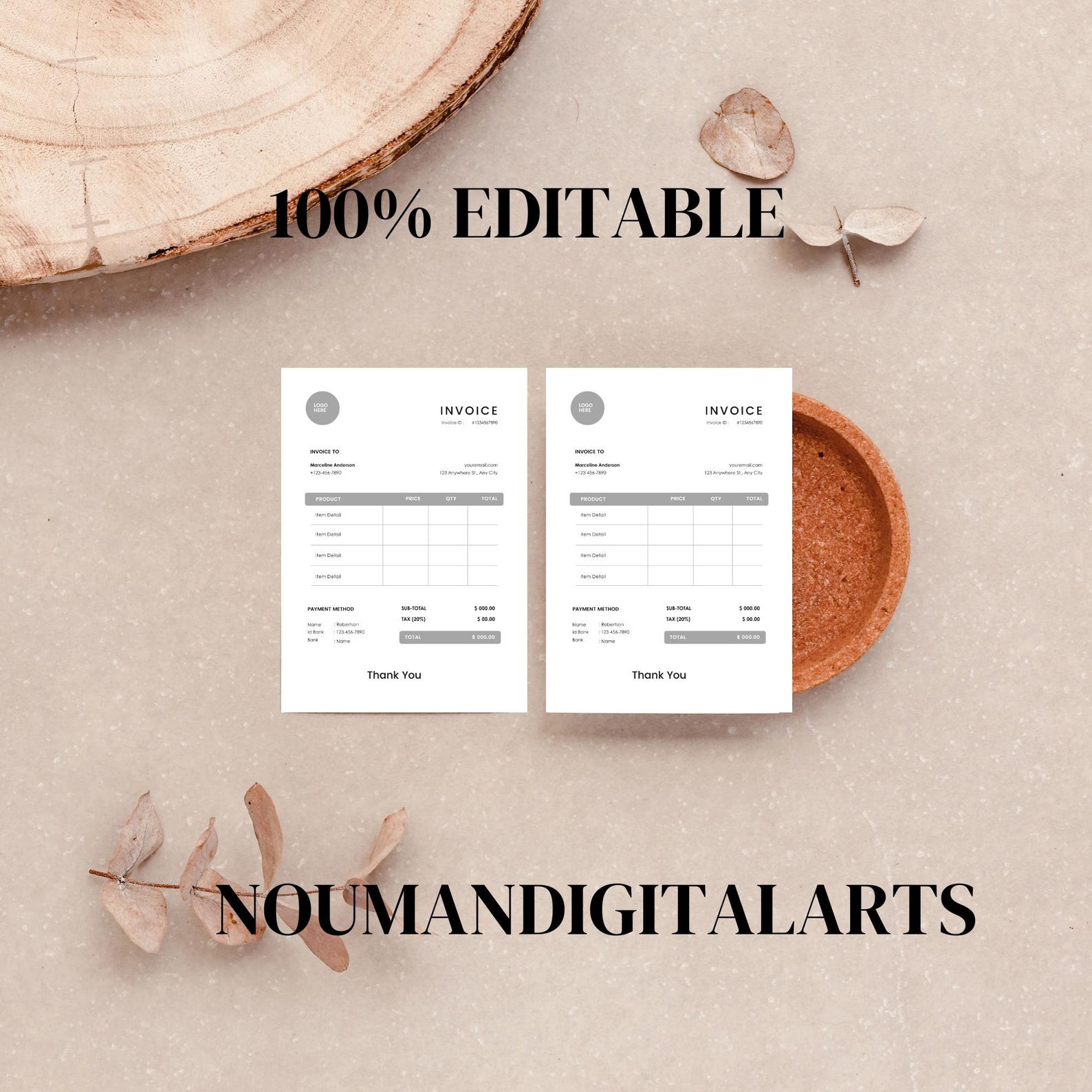 Invoice Template, Minimalist Business Invoice, Editable Client Invoice ...