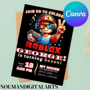 Roblox Invitation, Roblox Invite, Game Birthday, Roblox Boy Birthday, Editable Template Invitation, Kids Invite, Roblox Party, Roblox, Party
