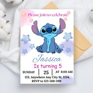 Editable Stitch Birthday Invitation Template, Printable Birthday Party Invitations, Digital Kids Party Invite Boys & Girls Bday Card Evite