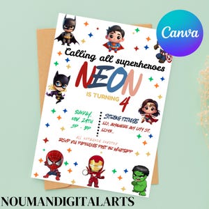Editable Superheroes Birthday Invitation Template Printable Birthday Party Invitation Kids Party Invite Template Superhero Birthday