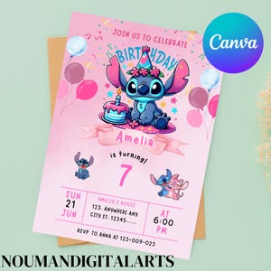 Stitch Birthday Invitation Editable Template | Canva Editable Birthday Invitation | Stitch Birthday Party Invitation | Invite Canva Template