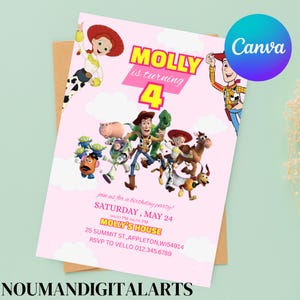 Editable Girl Toy Story Invitation Template, Toy Story Birthday Party, 3rd Digital Invitation, Kids Birthday Party, You&#39;ve Got a Friend Pink