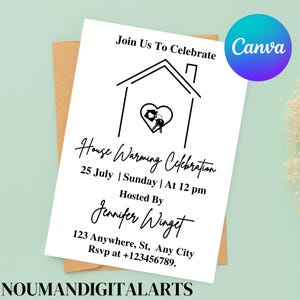 House Warming Invitation, HouseWarming Party Invite, Moving Home Digital evite, Modern, Minimal Design, Editable Canva Template