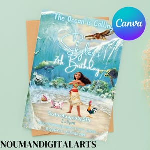 Moana 2 Invitation birthday template , Digital Moana 2 Birthday Invitation , editable moana 2 Invitation Moana 2 Template moana party decor