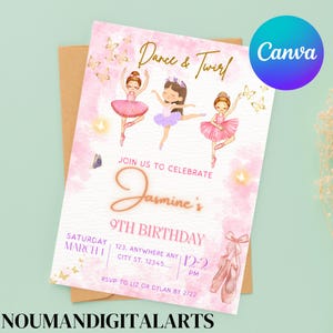 Editable Dance and Twirl for the Birthday Girl Ballerina Birthday Invitation Template, Tutu Cute, Instant Download, Digital Invite