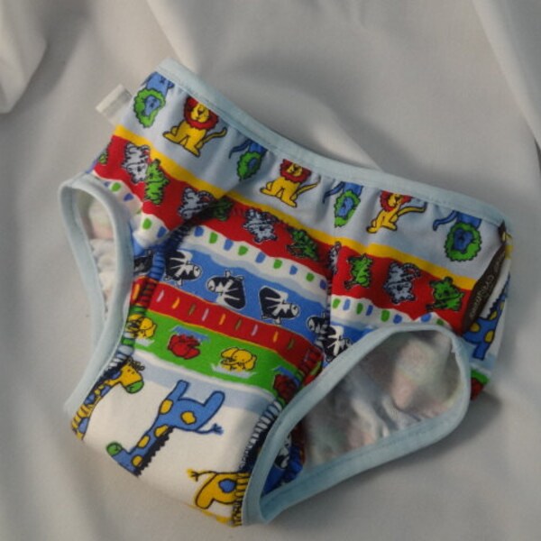 Cotton Toddler Boys Training Underwear with Waterproof Pad  - Zoo Animals 2658