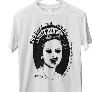 God save the queen, Punk rock seditious white unisex tshirt