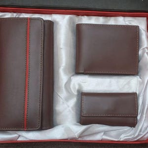 Luxus Braun Kunstleder Geldbörse Geschenkset - Herren Geldbörse, Kartenhalter & Lange Clutch