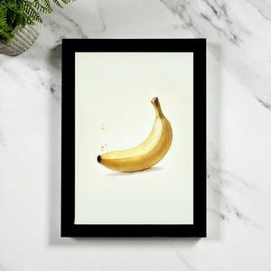Framed Watercolour Banana Art Print – Kitchen Wall Decor, Fruit Botanical Artwork, Fine Art Giclée, Housewarming Gift, Artistic Decor
