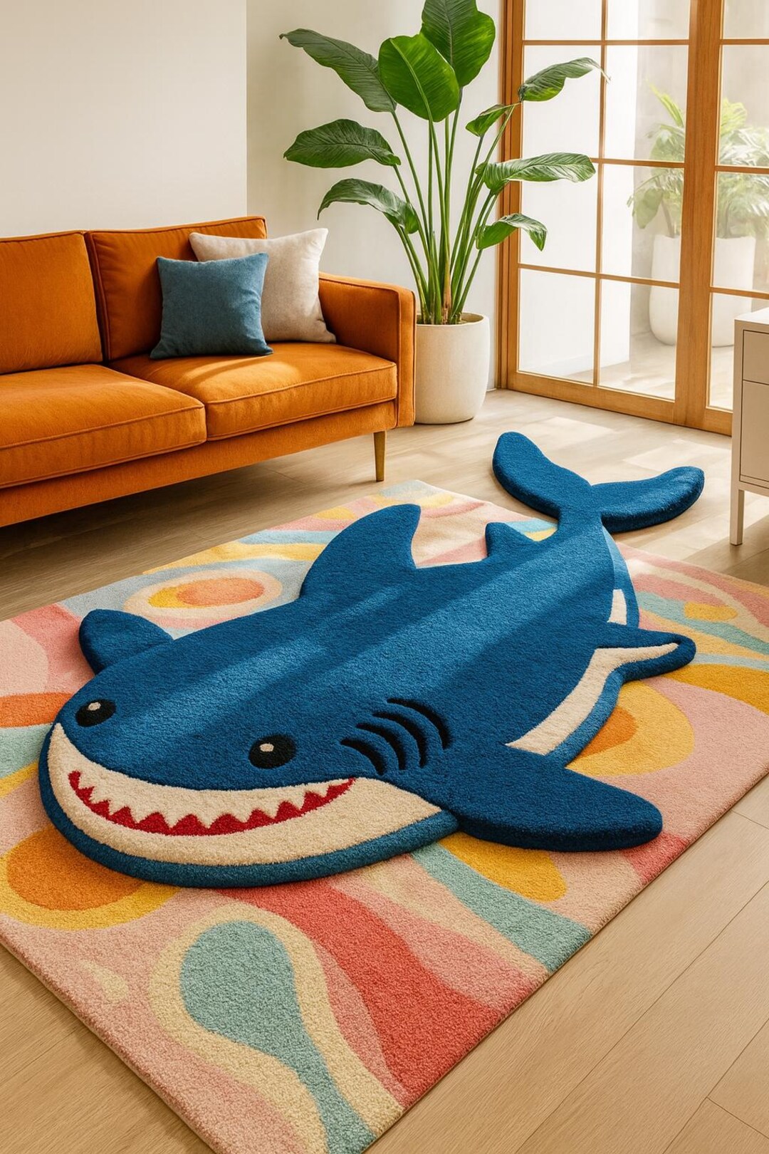 Handmade Wool Shark Rug, Kids Playroom Carpet, Ocean Blue - Etsy Australia