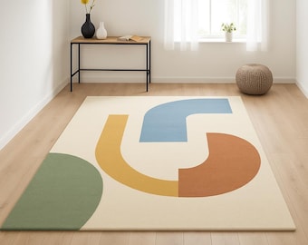 Modern Geometric Area Rug, Hand-Tufted Abstract Carpet
