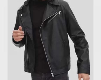 Echtleder Bikerjacke - Reverskragen, Reißverschluss vorne