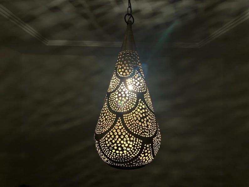 moroccan pendant, brass pendant light, ceiling lamp, boho lighting decor, lantern lamp, moroccan chandelier, handmade brass lamp, lighting, oriental pendant, bohemian ceiling, etched brass light, warm ambient lamp, luxury home light