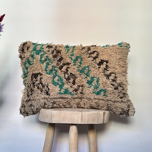 Handmade Moroccan Wool Pillow Vintage Kilim Bohemian Cushion Tribal Ethnic Decorative Boho Home Decor 16 x 24 Inches