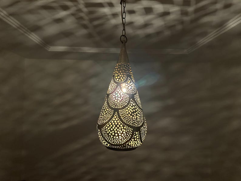 moroccan pendant, brass pendant light, ceiling lamp, boho lighting decor, lantern lamp, moroccan chandelier, handmade brass lamp, lighting, oriental pendant, bohemian ceiling, etched brass light, warm ambient lamp, luxury home light