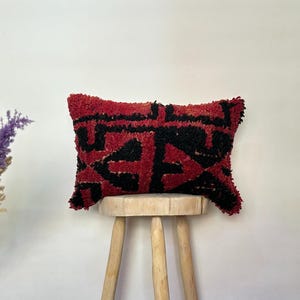 Vintage Moroccan Wool Pillow – Handmade Berber Cushion Cover, Bohemian Throw Pillow, Colorful Moroccan Decor, Pillow Morocco 15x22 inches
