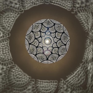 Moroccan Brass Ceiling Light, Handmade Shadow Lamp, Boho Pendant Light, Filigree Moroccan Lantern, Brass Pendant Lamp