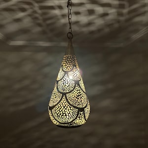 moroccan pendant, brass pendant light, ceiling lamp, boho lighting decor, lantern lamp, moroccan chandelier, handmade brass lamp, lighting, oriental pendant, bohemian ceiling, etched brass light, warm ambient lamp, luxury home light