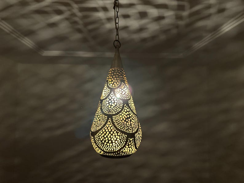 moroccan pendant, brass pendant light, ceiling lamp, boho lighting decor, lantern lamp, moroccan chandelier, handmade brass lamp, lighting, oriental pendant, bohemian ceiling, etched brass light, warm ambient lamp, luxury home light
