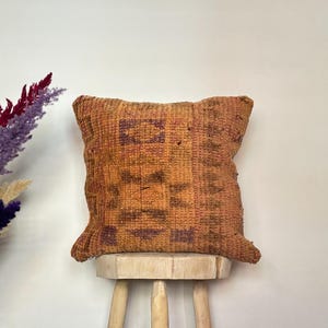 Handmade Moroccan Wool Pillow, Vintage Coussin Marocain, Boho Chic Décoration Ethnique, Artisan Cushion Cover, 19.68 inches