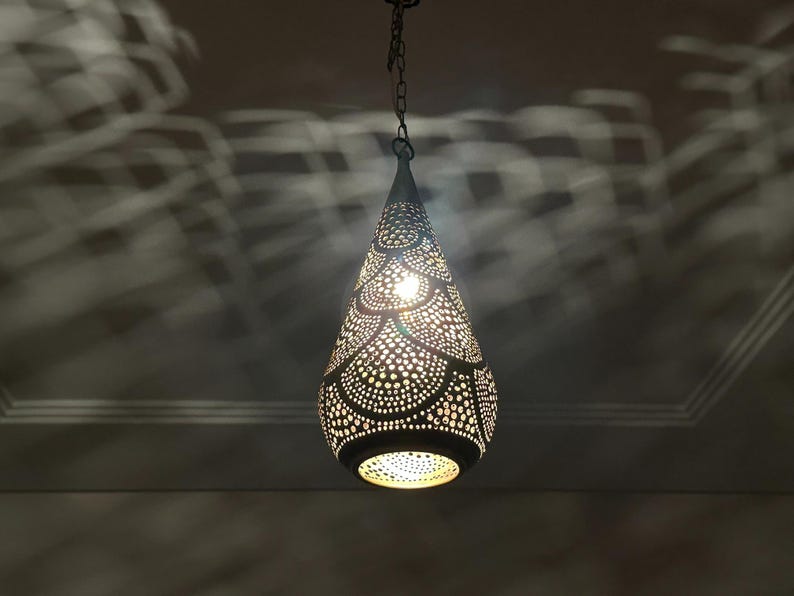 moroccan pendant, brass pendant light, ceiling lamp, boho lighting decor, lantern lamp, moroccan chandelier, handmade brass lamp, lighting, oriental pendant, bohemian ceiling, etched brass light, warm ambient lamp, luxury home light