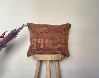 Ręcznie robiona poduszka z marokańskiej wełny – poszewka na poduszkę w stylu berberyjskim – rustykalny wystrój boho – przytulna poduszka z naturalnej wełny 14x19 cali