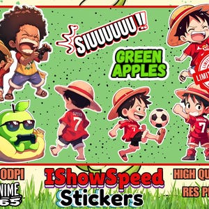 May include: A set of 10 digital stickers featuring anime characters in various poses. The stickers are in a cartoon style and feature bright colors, including red, blue, green, and yellow. The stickers are perfect for adding a fun and unique touch to your digital projects.