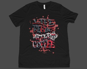 Coffee Graffiti T-Shirt: Edgy Skull Mug Street Art Tee