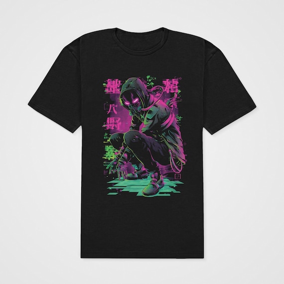 Cyberpunk Hacker T-shirt — Neon Magenta Green Graphic, Unisex