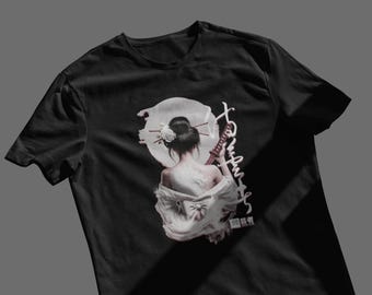 Camiseta de guerrero samurái: ropa urbana japonesa con estampado de katana