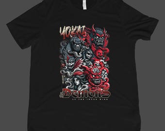 Shirt Japans demon, T-shirt Yokai-folklore, edgy streetwear, alt-kleding, mythologiecadeau voor hem
