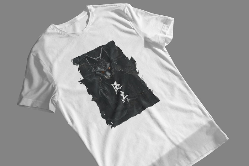 Kitsune T-Shirt | Japanese Fox Spirit Tee | Dark Fantasy, Mythology, Edgy Streetwear, Alt Clothing image 1