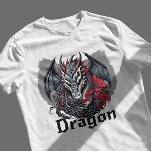 Camiseta de dragón / Ropa urbana de fantasía oscura / Arte mitológico, Camiseta atrevida, Ropa alternativa, Código de criaturas