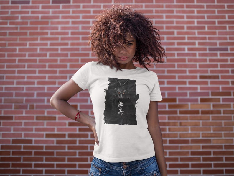 Kitsune T-Shirt | Japanese Fox Spirit Tee | Dark Fantasy, Mythology, Edgy Streetwear, Alt Clothing image 7