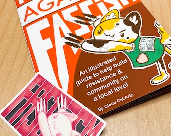 Kitties Against Fascism - Handmade Art Zine + Sticker